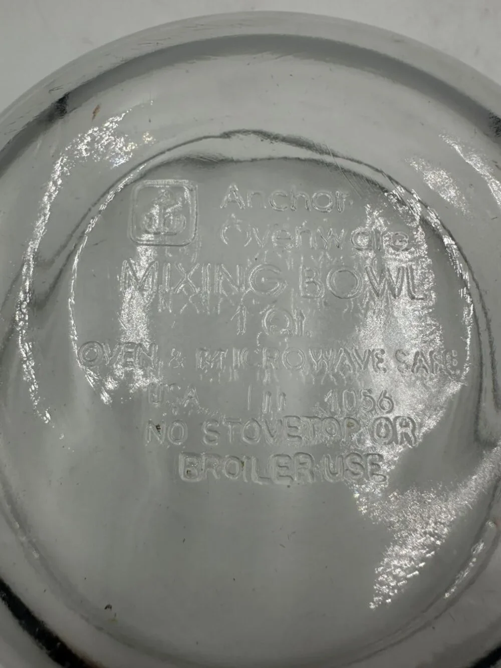 Anchor Hocking 1 Qt Clear Glass Mixing Bowl Oven & Microwave Safe USA Durable